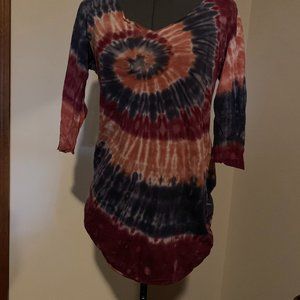 Lucky Brand Tie dye top  3/4 length sleeve sz med